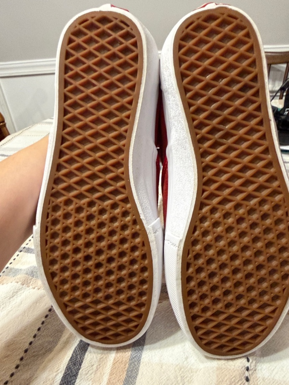 Vans Red Suede Slip-On Sneakers with White Sole - Picture 6 of 6